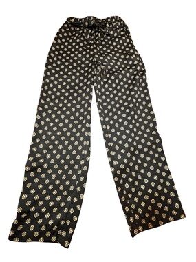 Zara Black Wide-Leg Floral Print Lounge Pants